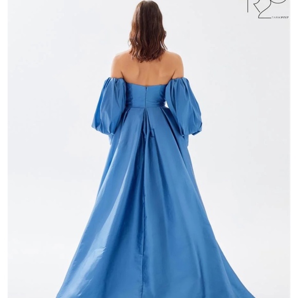 Tarik Ediz 52010 Blue Off the Shoulder gown dress - Picture 2 of 3
